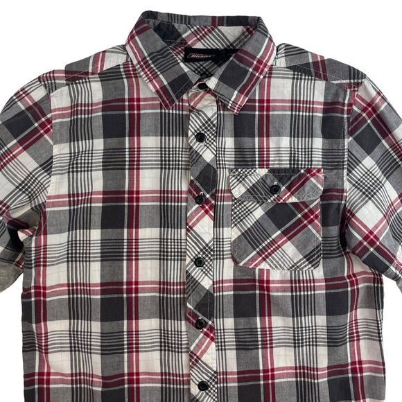 Dickies Plaid Long Sleeve Shirt Boys Large Gray Button Front - Picture 3 of 7